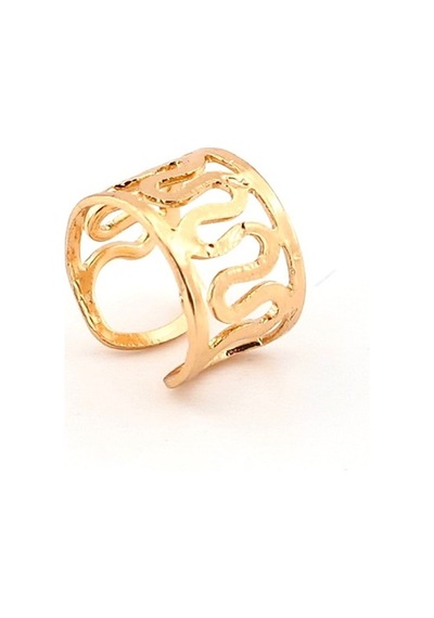 Gold Sari Renkli Earcuff Kikirdak Küpe Sarmal Desenli Ex097 Altın