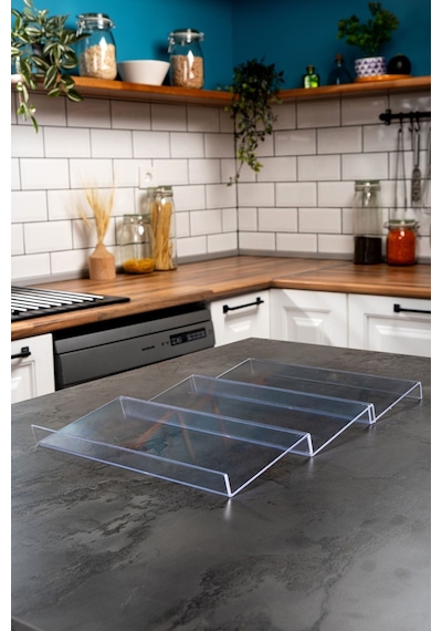 Mienda Home Pleksi Şeffaf 3 Adet Stand Baharatlık Standı Çekmece İçi Düzenleyici Organizer Şeffaf