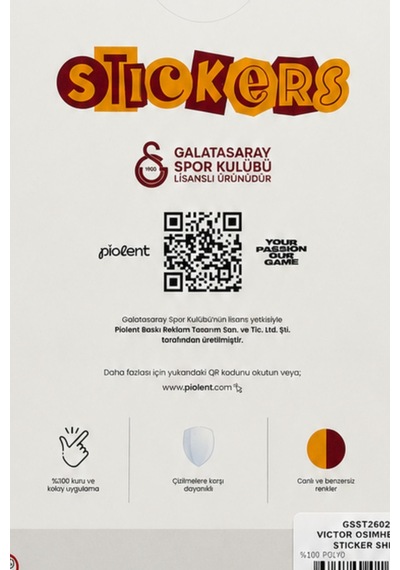 X Dekomus Lisanslı Galatasaray "victor Osimhen" Sticker Sheet Altın