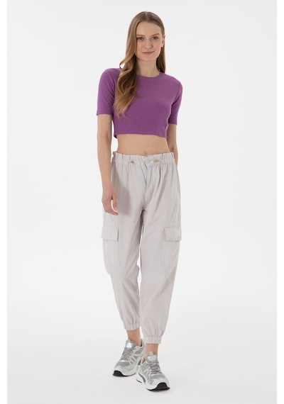U.S. Polo Assn. Kadın Açık Gri Jogger Fit Kanvas Pantolon 50300356-VR001