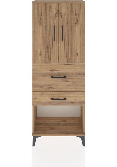 Arges Dolap 3 Raflı 2 Çekmeceli 2 Kapaklı 60x30x163 Çam-çam Çam