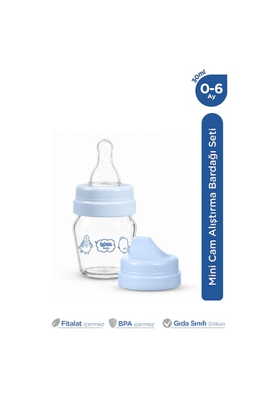 Mini Cam Alıştırma Bardağı Seti 30 ML Mavi