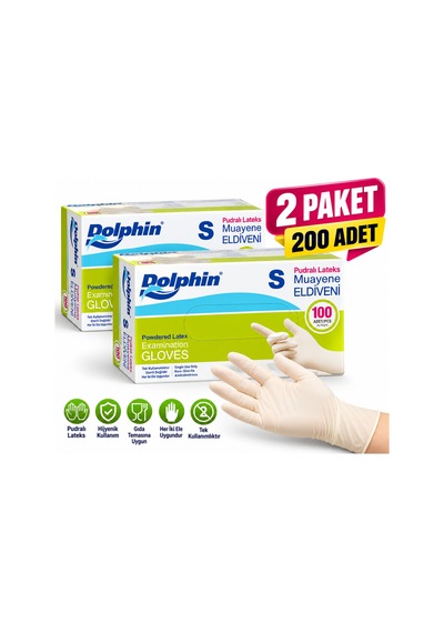 Pudralı Lateks Latex Muayene Eldiveni Tek Kullanımlık S Beden 2 Paket