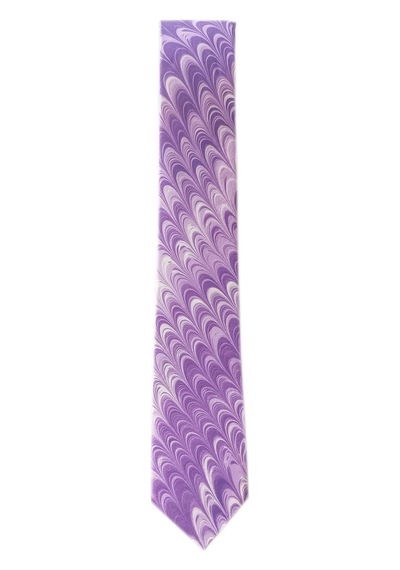 Elifebru Exclusive Handicrafts Ebru Sanatı El Yapımı Lila Mor Beyaz İpek Kravat Ikr 145 Çok Renkli