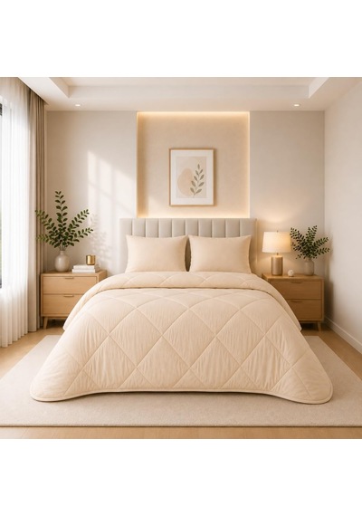 Bej Soft Silikon Yorgan Çift Kişilik 195 215 Çok Renkli