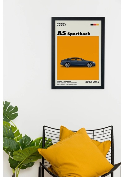 Audi A5 Sportback 2013-2016 Model V1 Car Serie Özel Tasarım Siyah Çerçeveli Tablo Poster