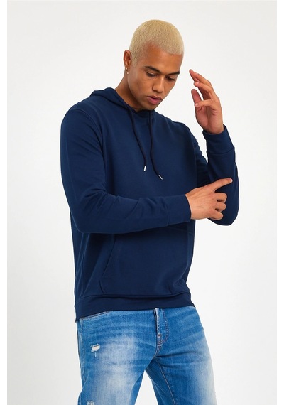 Süperlife Erkek Kapşonlu Regular Fit İnce Sweatshirt Spr 20k55 NAVY