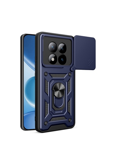 Maks Technology Redmi Note 15 Pro Plus Kılıf Magnetik Standlı Kamera Korumalı Mkst Sürgülü Vega Kapak - Mavi
