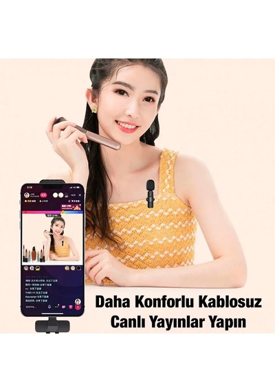 Ally K8 Lightning iPhone Uyumlu Tak Konuş Wireless Kablosuz Mini Yaka Mikrofonu Canlı Yayın Mikrofonu- 5775