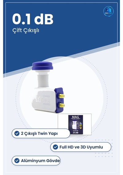 Twin Lnb Universal 0.1 Db Full Hd 3d Uydu Çanağı Çift Çıkışlı Çok