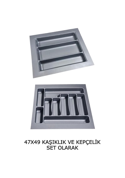 2'li Gri Renk Çekmece Içi Kaşıklık Ve Kepçelik 47x49 Cm Set Olarak 43x40 Ölçülerine Kesilebilir Gri