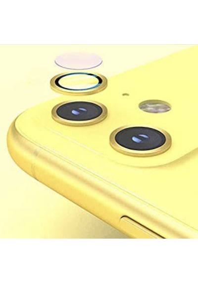 Apple Uyumlu iPhone 12 Mini Kamera Koruyucu Lens Mercek Metal Çerçeveli 2li Set Gold Altın