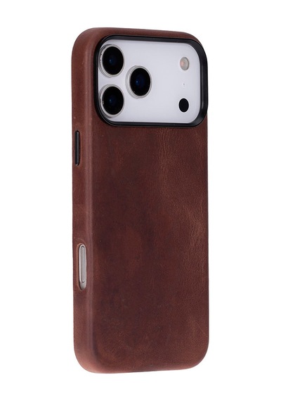 Bloomcase Premium Mono Saddle Brown Apple iPhone Uyumlu 17 Pro Max/ 18 Pro Max 6.9" Hakiki Deri Magsafe Kılıf Kahverengi