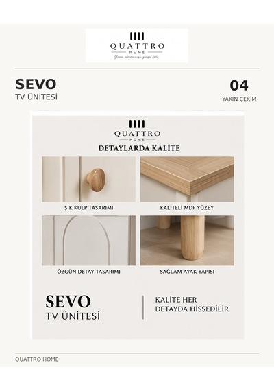 Sevo Tv Ünitesi Beyaz - Meşe