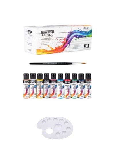 Rich Texco 10x60ml Akrilik Boya Seramik Set Mini Şövale Seti