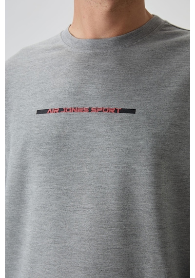 Tommy Life Gri Melanj Pamuklu Kalın Yumuşak Dokulu Comfort Fit Baskılı Erkek Eşofman Takım - 85239 GRİ MELANJ