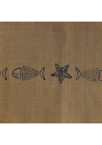 Dyris 200x50 Cm Jüt Runner Balık Desenli Doğal Hasır Masa Örtüsü Rustik & Bohem Dekoratif Runner Acı Kahverengi