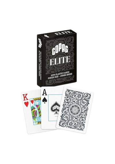Elite%100 Plastik Oyun Kartları, Poker Boyu Jumbo Endeks Tek Deste, Siyah