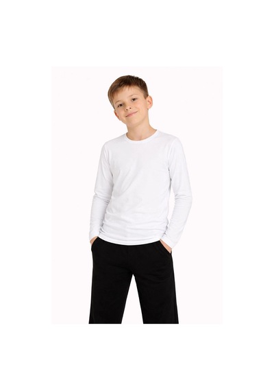 Barlashive Erkek Çocuk Basic Uzun Kollu Tişört Okul Günlük Rahat T-shirt - Beyaz Çok Renkli
