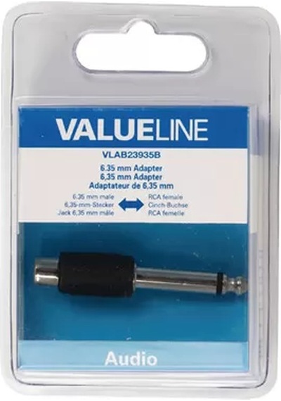 Valuelıne Ses Adaptörü 6,35 Mm Erkek Rca Kalın Siyah