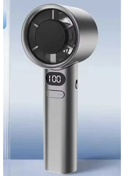 Şarjlı Turbo El Fanı Taşınabilir Mini Vantilatör Lcd Göstergeli 5 Kademe Hız Ayarı