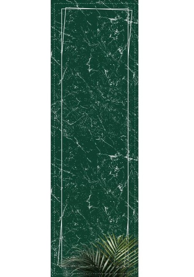 Yeşil Çerçeveli Desen Premium Masa Örtüsü Runner Rnr402n11