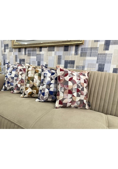Nivemeshome Mozaik Bordo-gri 45x45 Dolgulu Kırlent Kılıfı Bordo-gri