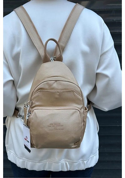 Just Polo Kadın Yeni Sezon İthal Klinkır Kumaş Lüks Ve Şık Vücut & Sırt Çantası Shopper Krem