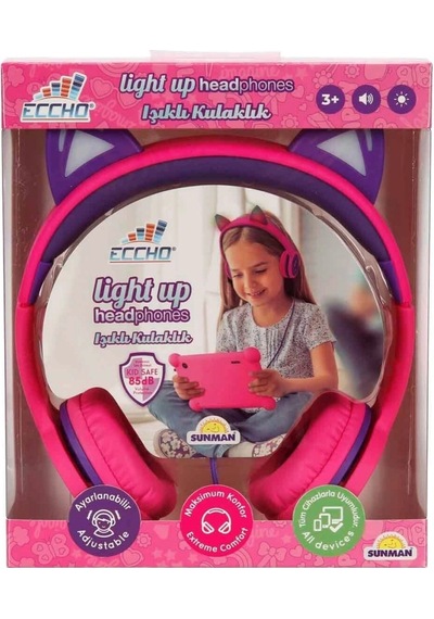 Mey İthalat S00091067 -sun-gle-ech-kulaklık Kablolu Kedi Şkl.ışıklı Pembe-mor
