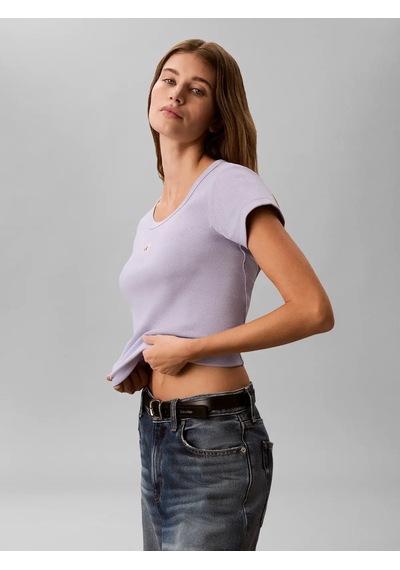 Calvin Klein Woven Label 2x2 Baby, Vbk Mor Kadın T-shirt