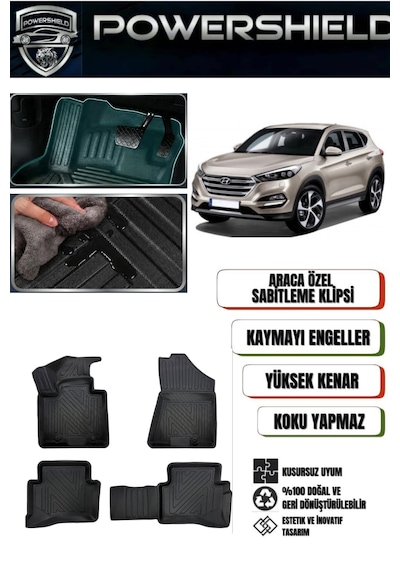 Powershıeld Hyundai Tucson 2015-2020 Uyumlu Araca Özel Premium 5d Havuzlu Oto Paspas Takımı