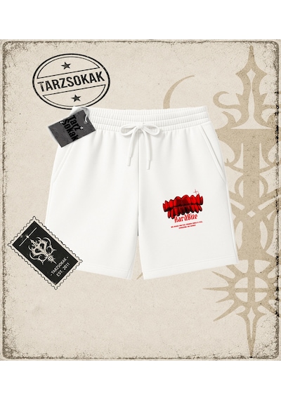 Tarzsokak Gotik & Grunge Streetwear Hard Bıte Unisex Şort Beyaz