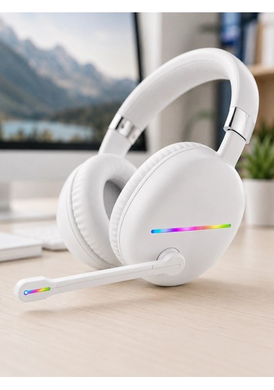 Beyaz Bluetooth 5.0 Mikrofonlu Kablosuz Kulak Üstü Kulaklık Rgb Işıklı Type-c Şarjlı Çok Renkli 48291282