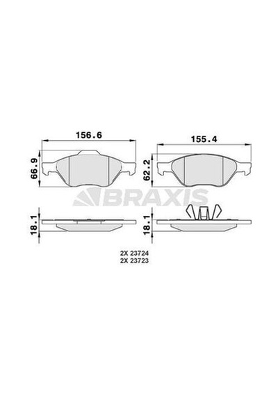 Braxis Aa0010 Ön Fren Balatası Focus Iı 04-focus Iı C-max 04-07 C-max 07-focus Iıı 11-1.6eco 1.6tdcı 1 1321517