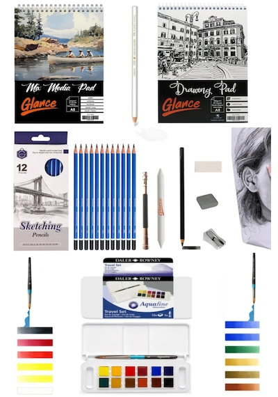 A5 200 Gr Spr Mix Media Pad 20 Yp+a5 120 Gr 50 Yp Aquafine Sulu Boya Seti 12'li Sanat Seti Diğer