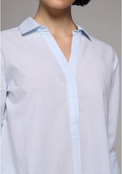 Colin's Colins Regular Fit Shirt Neck Çizgili Kadın Mavi Roll-up Gömlek Cl1081253 Q1.v1 Ble