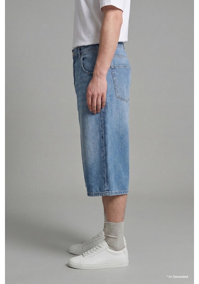 Defacto %100 Pamuk Super Baggy Fıt Mavi Bermuda Jean Şort I3952ax26hsnm28 Mavi-nm28