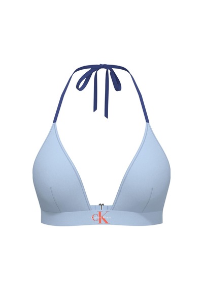 Calvin Klein Kadın Mavi Logo Detaylı Üçgen Bikini Üstü-13551 Mavi