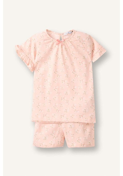 Defacto Çiçekli 2li Dokuma Somon Pijama Kız Bebek H5506a526smpn437 Pembe-pn437