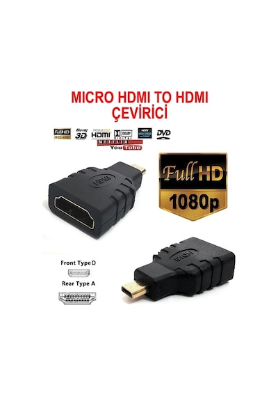 Micro Hdmi To Hdmi Çevirici Dönüştürücü Hdmi Adaptör Mikro BST-2025P