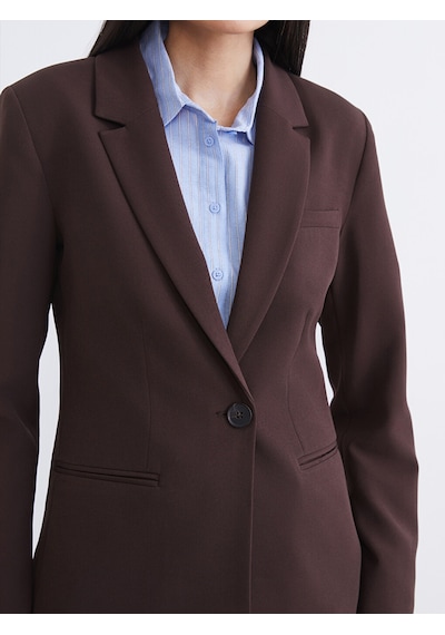 Lcw Vision Kahverengi Krep Kadın Blazer Ceket