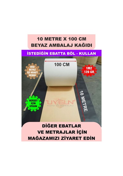 100 Cm X 10 Metre Bobin Beyaz Ambalaj Kağıdı Çift Yönlü, Ev Eşyası, Çeyiz, Hediye, Ürün Paketleme