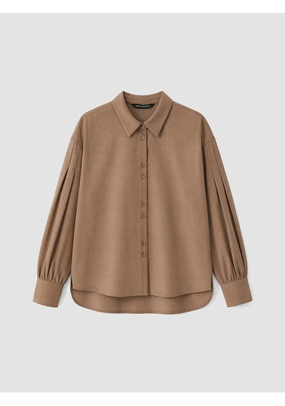 Lcw Modest Kahverengi Loose Fit Pileli Kadın Gömlek