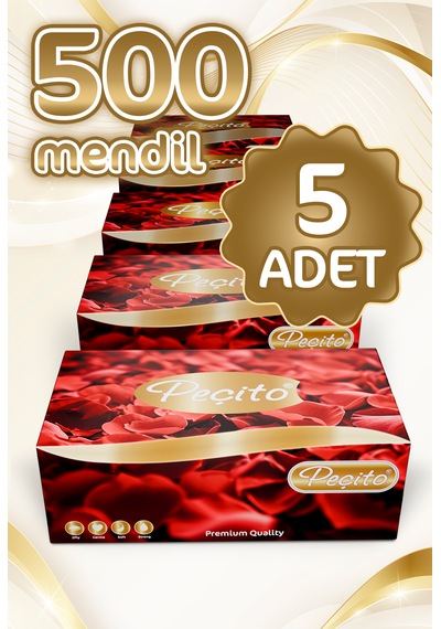 Peçito "500" Çift Katlı Pratik Mendil Çek Kullan Kutu Mendil 5adet X 100mendil
