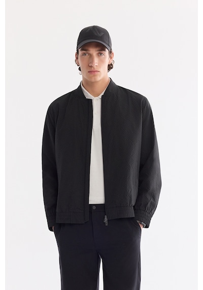 Avva Erkek Siyah Bomber Yaka Su İtici Rüzgar Geçirmez Hafif Mevsimlik Comfort Fit Mont A61y6059