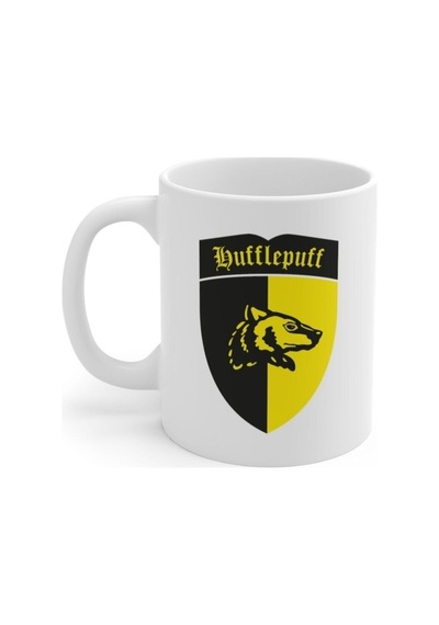 Hufflepuff Baskılı Kupa Bardak Beyaz