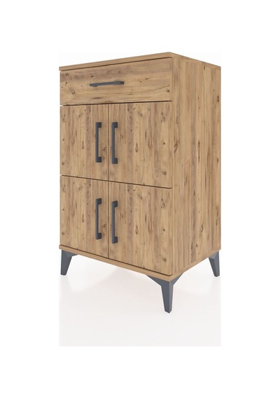 Hyperion Komodin Tek Raflı Tek Çekmeceli 4 Kapaklı 60x44x96 Ç... Çam
