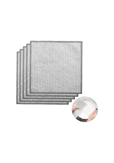 Bulaşık Ovma Ovalama Yanmış Yağ Ağır Kir Bezi Teli Telli Bez - 20x20 Cm. - 5 Adetlik Paket