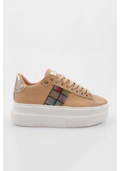 Dgn Es861 Kadin Kalin Taban Silver Taşli Sneakers Ayakkabi ES861-2007-R12632 Ten