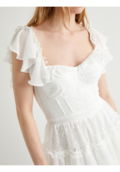 Koton Mini Dantelli Elbise Bridal Kısa Tül Kol Kalp Yaka Astarlı Kırık Beyaz 4sak80021fw Ekru Koton Mini Dantelli Elbise Bridal Kısa Tül Kol Kalp Yaka Astarlı Kırık Beyaz 4sak80021fw Ekru